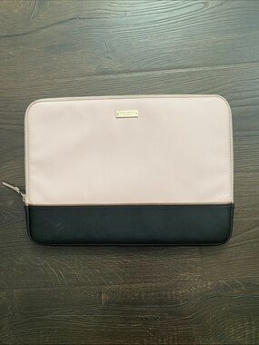 kate spade Two-Tone Pink and Black Laptop Sleeve with Gold Logo